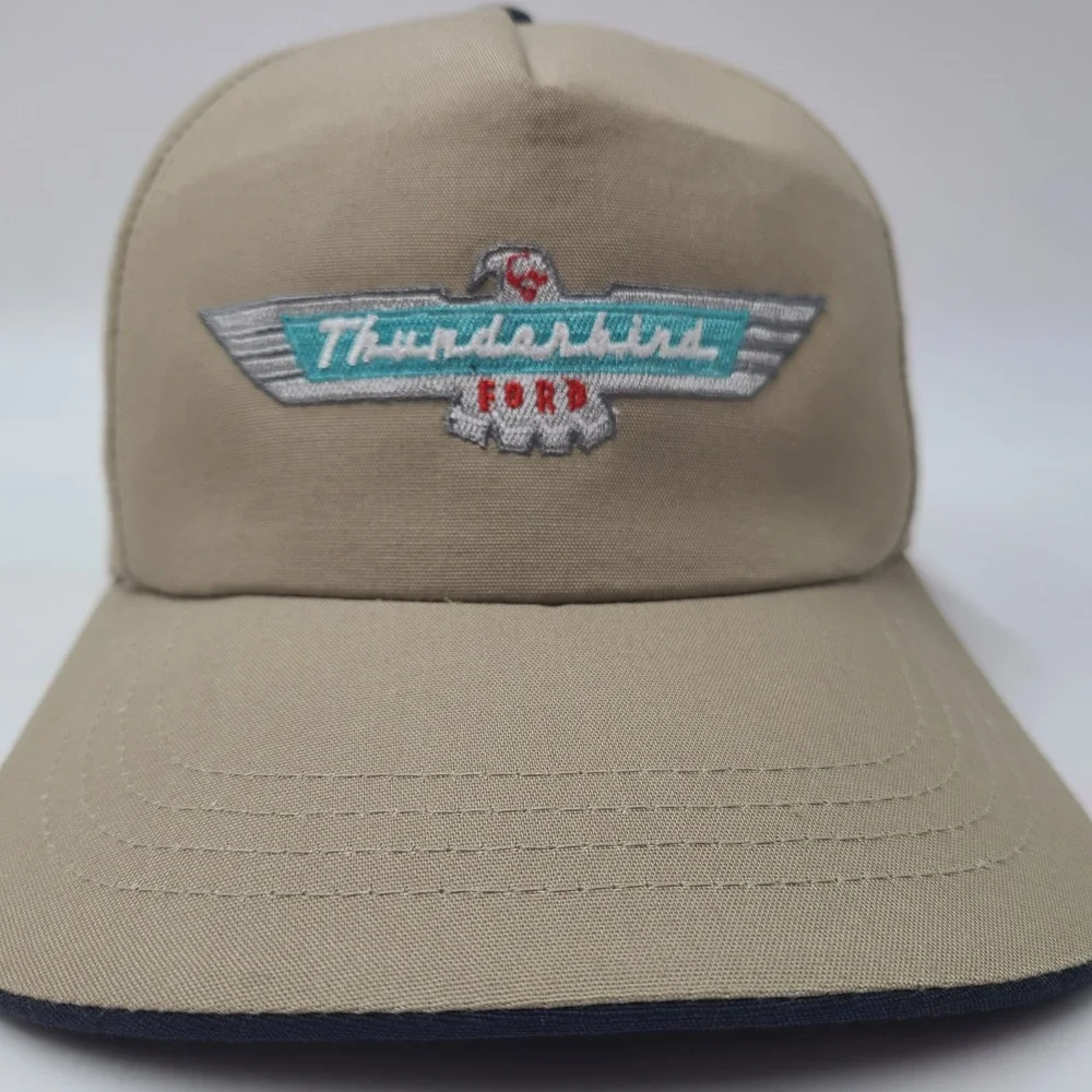 Vintage Ford Thunderbird Hat Snapback Yupoong Beige Blue Red Logo Casual Men